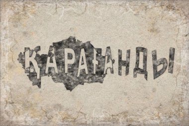 Kazakistan Karaganda Haritası ve Beyaz Harf Tasarımı