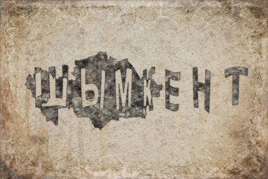 Kazakistan Şymkent Haritası ve Beyaz Harf Tasarımı