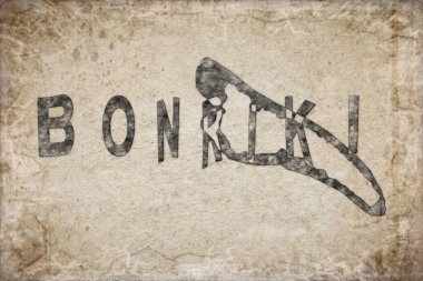 Kiribati Bonriki Haritası ve Beyaz Harf Tasarımı