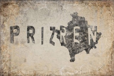 Kosova Prizren Haritası ve Beyaz Harf Tasarımı