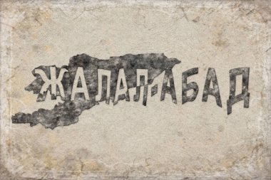 Kırgızistan Celal Abad Haritası ve Beyaz Harf Tasarımı