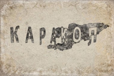 Kırgızistan Karakol Haritası ve Beyaz Harf Tasarımı