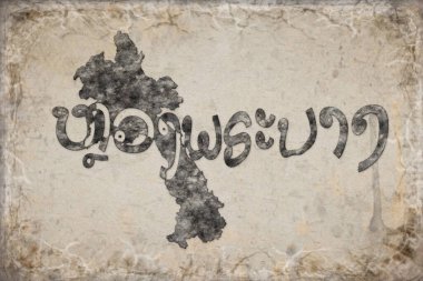 Laos Luang Prabang Haritası ve Beyaz Harf Tasarımı