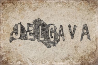 Letonya Jelgava Haritası ve Beyaz Harf Tasarımı