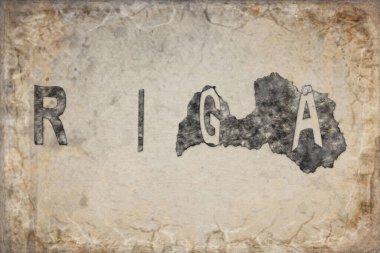 Letonya Riga Haritası ve Beyaz Harf Tasarımı