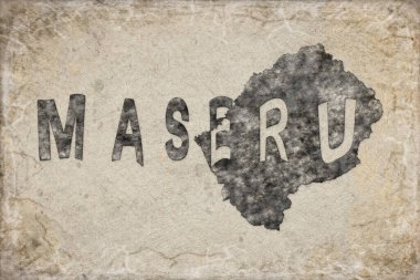 Lesotho Maseru Haritası ve Beyaz Harf Tasarımı