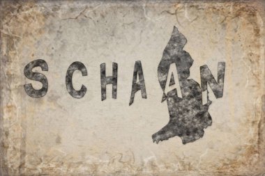 Lihtenştayn Schaan Haritası ve Beyaz Harf Tasarımı