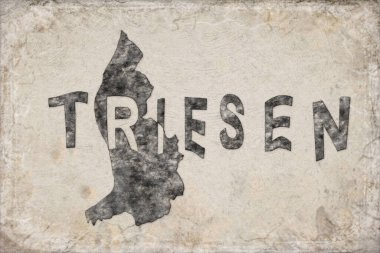 Lihtenştayn Triesen Haritası ve Beyaz Harf Tasarımı