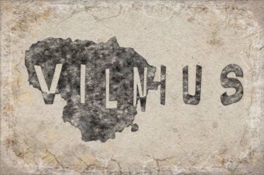 Litvanya Vilnius Haritası ve Beyaz Harf Tasarımı