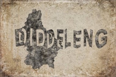 Lüksemburg Dudelange Haritası ve Beyaz Harf Tasarımı