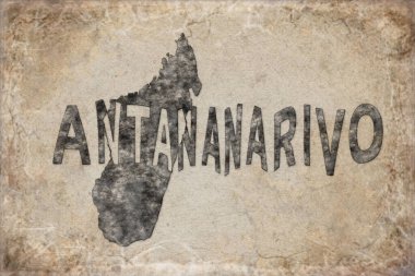 Madagaskar Antananarivo Haritası ve Beyaz Harf Tasarımı