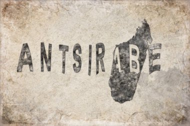 Madagaskar Antsirabe Haritası ve Beyaz Harf Tasarımı