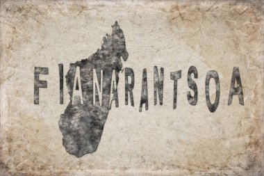 Madagaskar Fianarantsoa Haritası ve Beyaz Harf Tasarımı