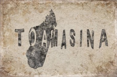 Madagaskar Toamasina Haritası ve Beyaz Harf Tasarımı