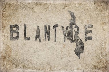 Malawi Blantyre Haritası ve Beyaz Harf Tasarımı