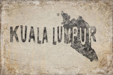 Malezya Kuala Lumpur Haritası ve Beyaz Harf Tasarımı