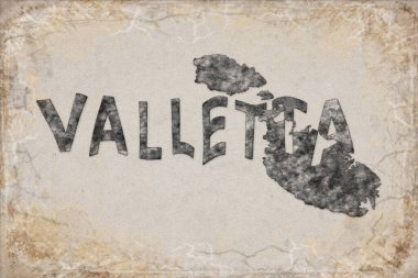 Malta Valletta Haritası ve Beyaz Harf Tasarımı
