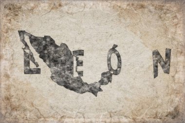 Meksika Leon Haritası ve Beyaz Harf Tasarımı