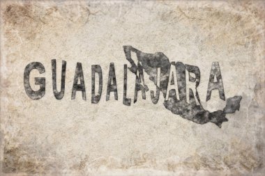 Meksika Guadalajara Haritası ve Beyaz Harf Tasarımı