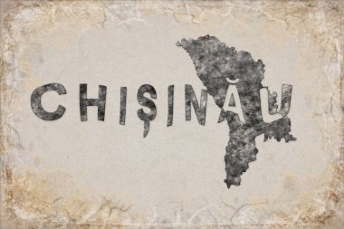 Moldova Chisinau Haritası ve Beyaz Harf Tasarımı