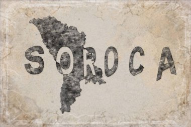 Moldova Soroca Haritası ve Beyaz Harf Tasarımı