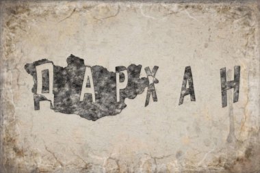 Moğolistan Darhan Haritası ve Beyaz Harf Tasarımı