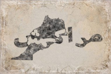 Fas Marakeş Haritası ve Beyaz Harf Tasarımı