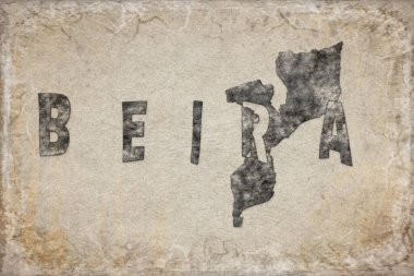 Mozambik Beira Haritası ve Beyaz Harf Tasarımı
