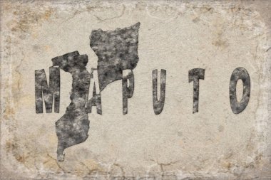 Mozambik Maputo Haritası ve Beyaz Harf Tasarımı