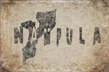 Mozambik Nampula Haritası ve Beyaz Harf Tasarımı