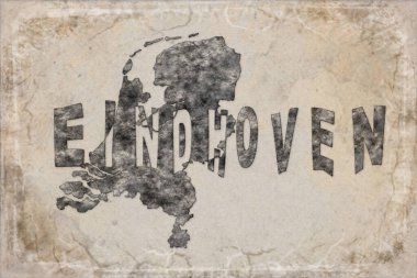 Hollanda Eindhoven Haritası ve Beyaz Harf Tasarımı