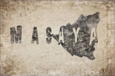 Nikaragua Masaya Haritası ve Beyaz Harf Tasarımı