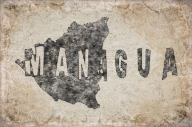 Nikaragua Managua Haritası ve Beyaz Harf Tasarımı