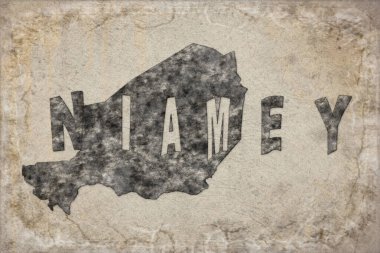 Nijer Niamey Haritası ve Beyaz Harf Tasarımı