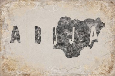 Nijerya Abuja Haritası ve Beyaz Harf Tasarımı