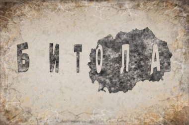 Kuzey Makedonya Bitola Haritası ve Beyaz Harf Tasarımı