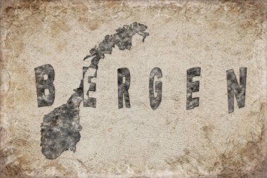 Norveç Bergen Haritası ve Beyaz Harf Tasarımı