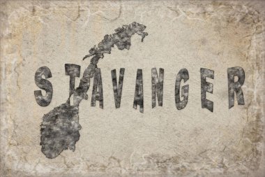 Norveç Stavanger Haritası ve Beyaz Harf Tasarımı