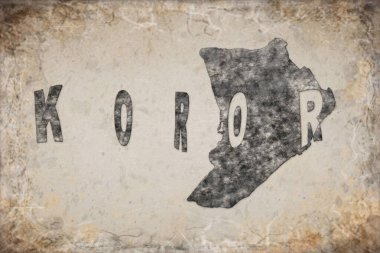 Beyaz üzerine Palau Koror Haritası ve Harf Tasarımı