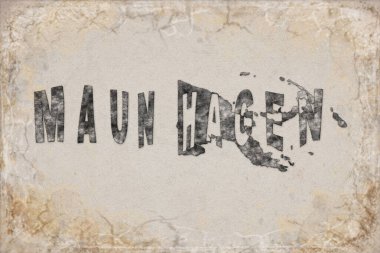 Papua Yeni Gine Dağı Hagen Haritası ve Beyaz Harf Tasarımı