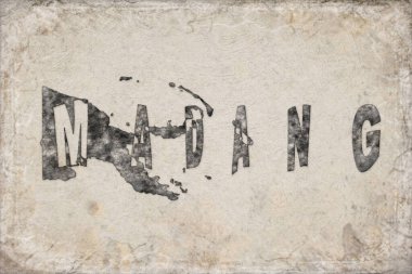 Papua Yeni Gine Madang Haritası ve Beyaz Harf Tasarımı