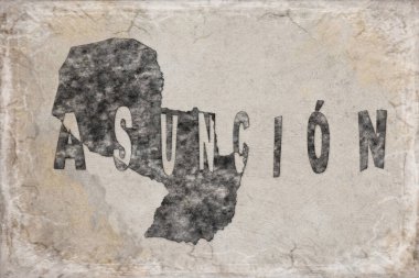 Paraguay Asuncion Haritası ve Beyaz Harf Tasarımı