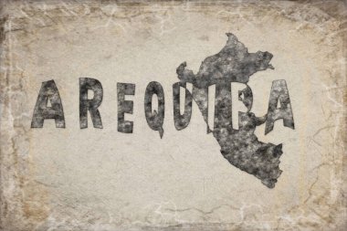 Peru Arequipa Haritası ve Beyaz Harf Tasarımı