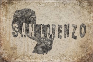 Paraguay San Lorenzo Haritası ve Beyaz Harf Tasarımı