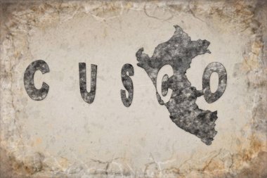 Peru Cusco Haritası ve Beyaz Harf Tasarımı