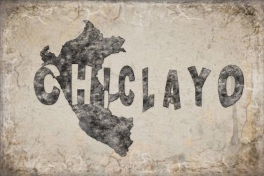 Peru Chiclayo Haritası ve Beyaz Harf Tasarımı