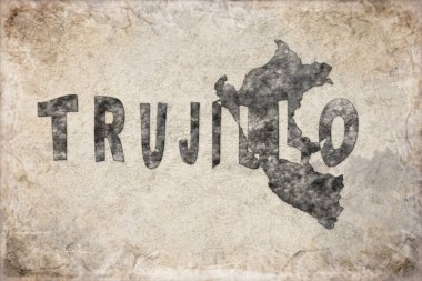 Peru Trujillo Haritası ve Beyaz Harf Tasarımı