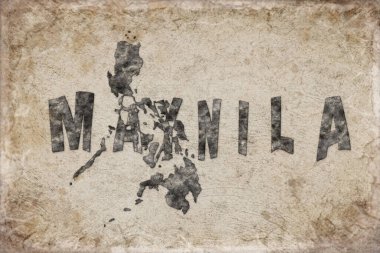 Filipinler Manila Haritası ve Beyaz Harf Tasarımı