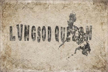 Filipinler Quezon Şehir Haritası ve Beyaz Harf Tasarımı