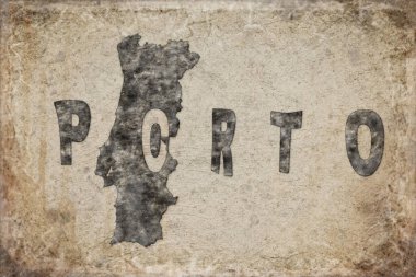 Portekiz Porto Haritası ve Beyaz Harf Tasarımı
